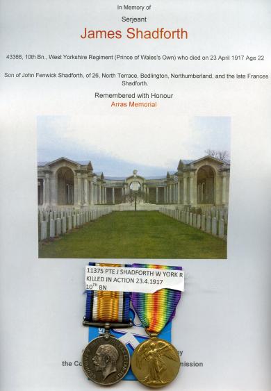 British War & Victory Medals Pair to Pte James Shadworth, East & West Yorkshire Regiment