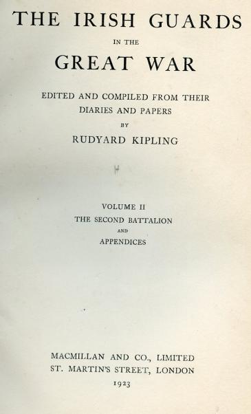 The Irish Guards in the Great War Book Volume 2 by Rudyard Kipling