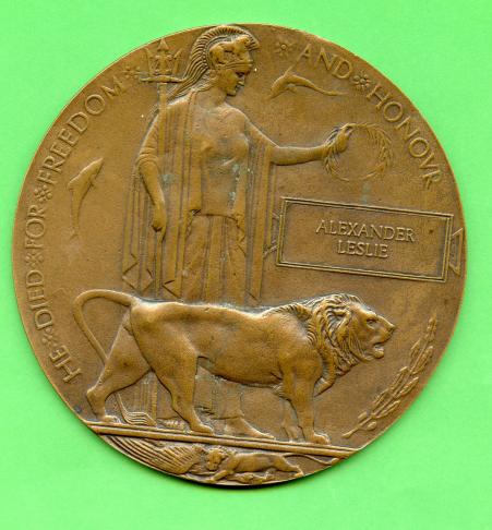 World War One Memorial Plaque to  Alexander Leslie