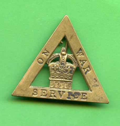 WW1 On War Service  First World War 1916 Women's Munition Workers Badge