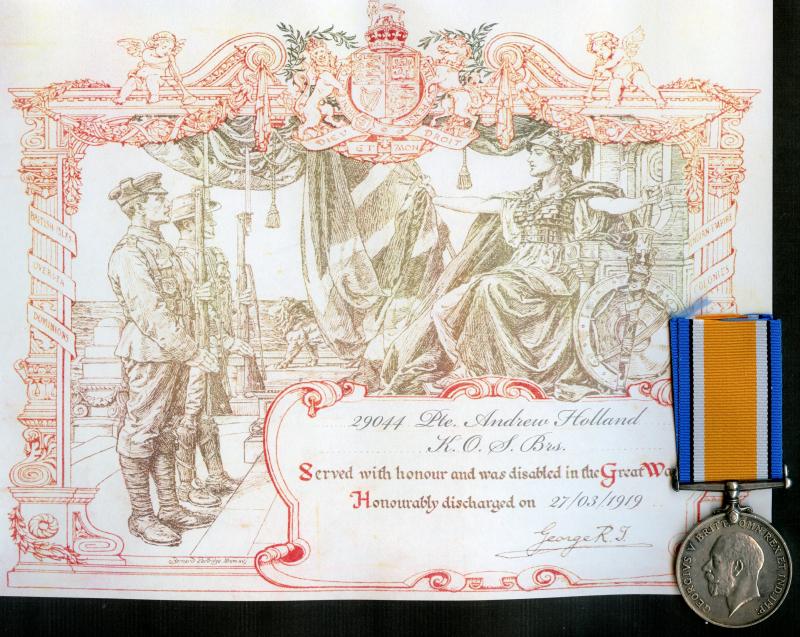 British War Medal 1914-18 To  Pte Andrew Holland, 6th Bn Kings Own Scottish Borderers