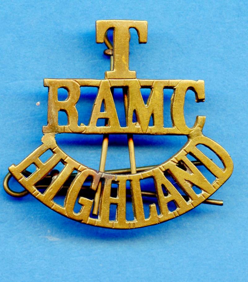 WW1 Royal Army Medical Corps Territorials Highland (T/R.A.M.C./Highland) Shoulder Title Badge