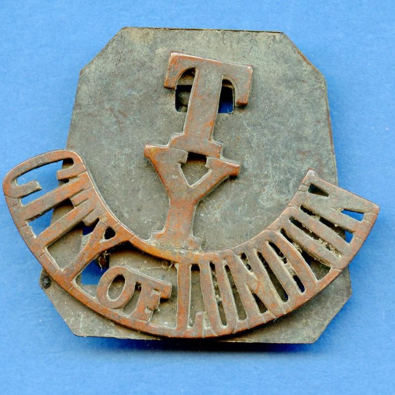WW1 T/Y/ City of London Territorial Yeomanry  Brass Shoulder Title Badge