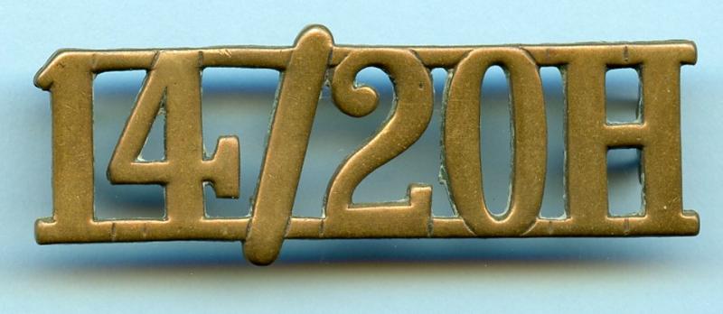 14th/20th King's Hussars Brass Shoulder Title Badge