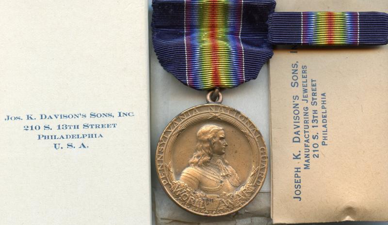U.S.A  Pennsylvania National Guard WWI Victory Medal