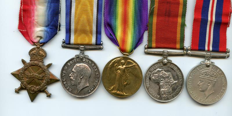 1914-15 Star Trio with Bi-Lingual Victory Medal  & WW2 Medals To Pte C Mahler, 11th Infantry & South African Field Artillery
