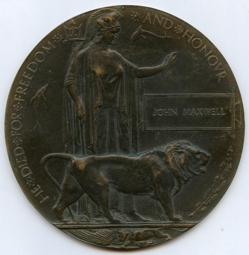 WW1 Memorial Plaque To John Maxwell