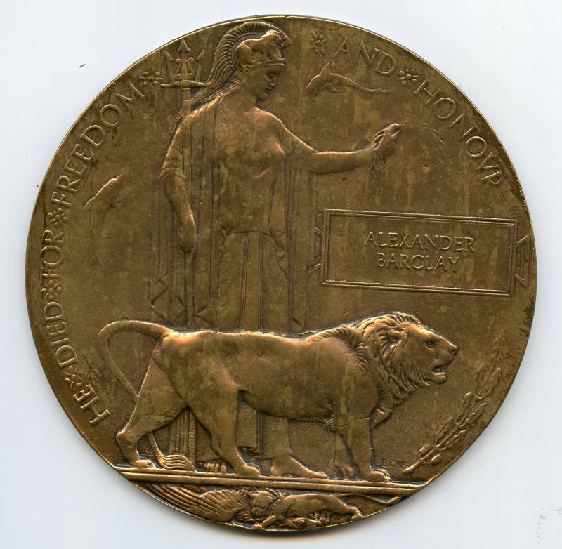 WW1 Memorial Plaque To Alexander Barclay