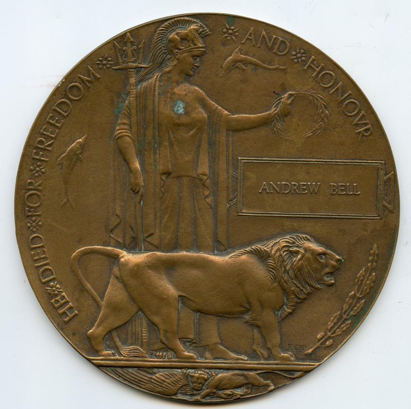 WW1 Memorial Plaque To Andrew Bell