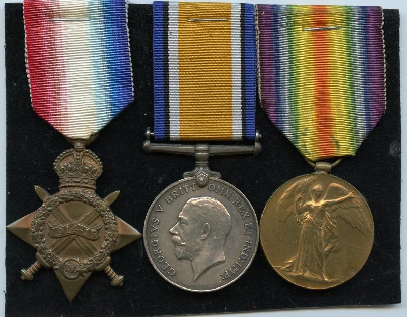 1914-15 Trio World War One Medals To Pte John Harvey, 2nd Bn East Surrey Regiment