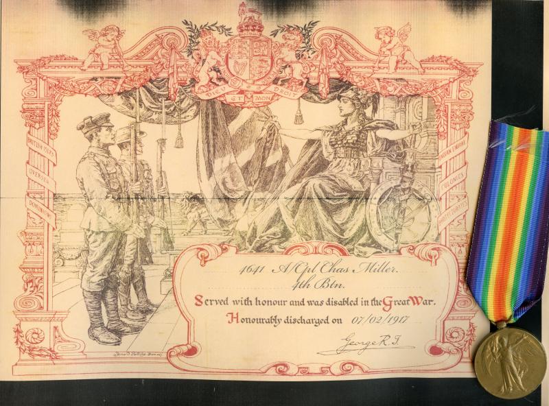 Victory Medal 1914-19 To Cpl Charles Miller, 4th (City of London) Battalion  Royal Fusiliers