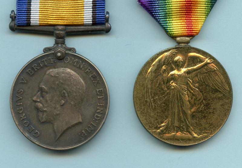 WW1 British War & Victory Medals Pair to  Pte John Hill 9th Bn Kings Royal Rifle Corps