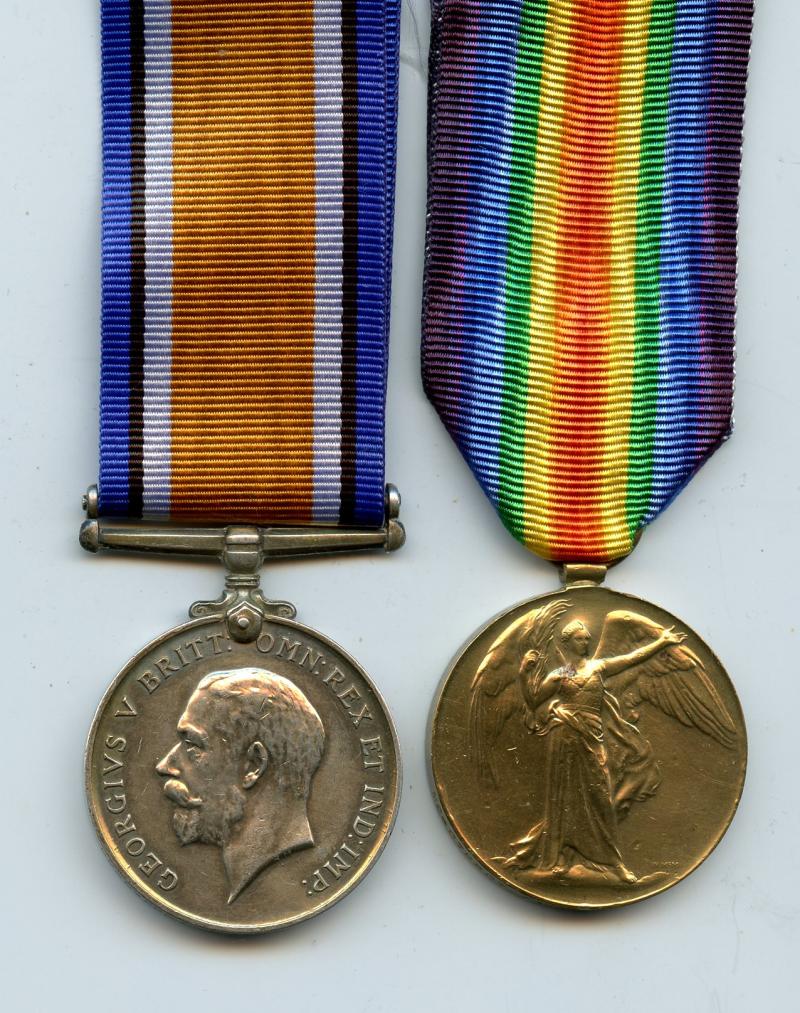 WW1 British War & Victory Medals Pair to Pte Rees Trent, Army Service Corps ( From Bristol)