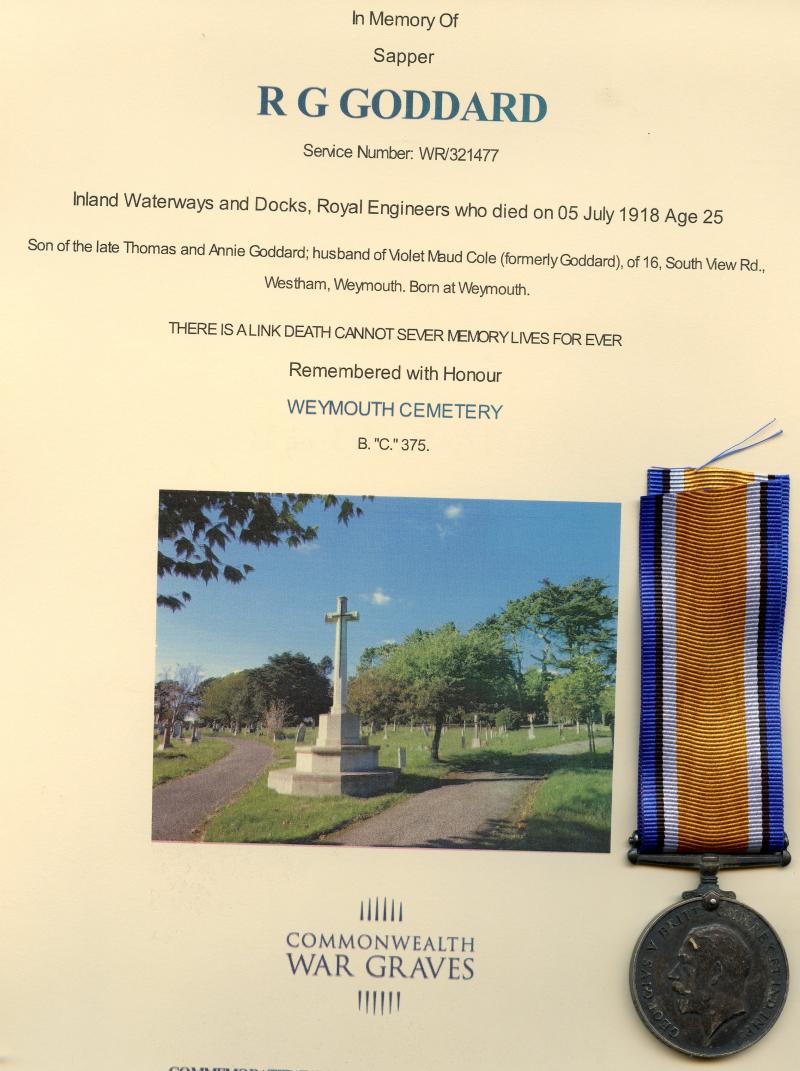 WW1 British War Medal 1914-18 To Sapper Reginald George Goddard, Royal Engineers