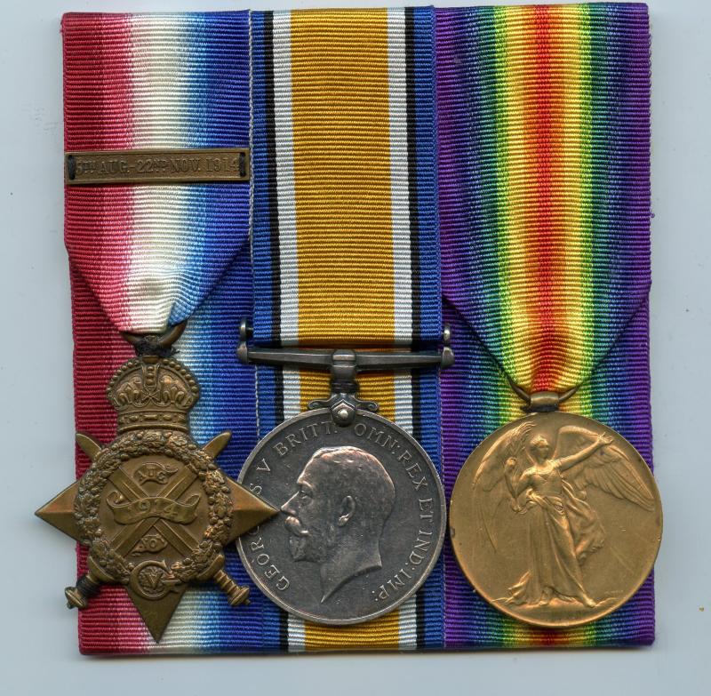 1914 Mons Trio & Bar  World War One Medals To Sgt  Arthur Frederick Warwood, 1st Battalion Cameronians (Scottish Rifles)