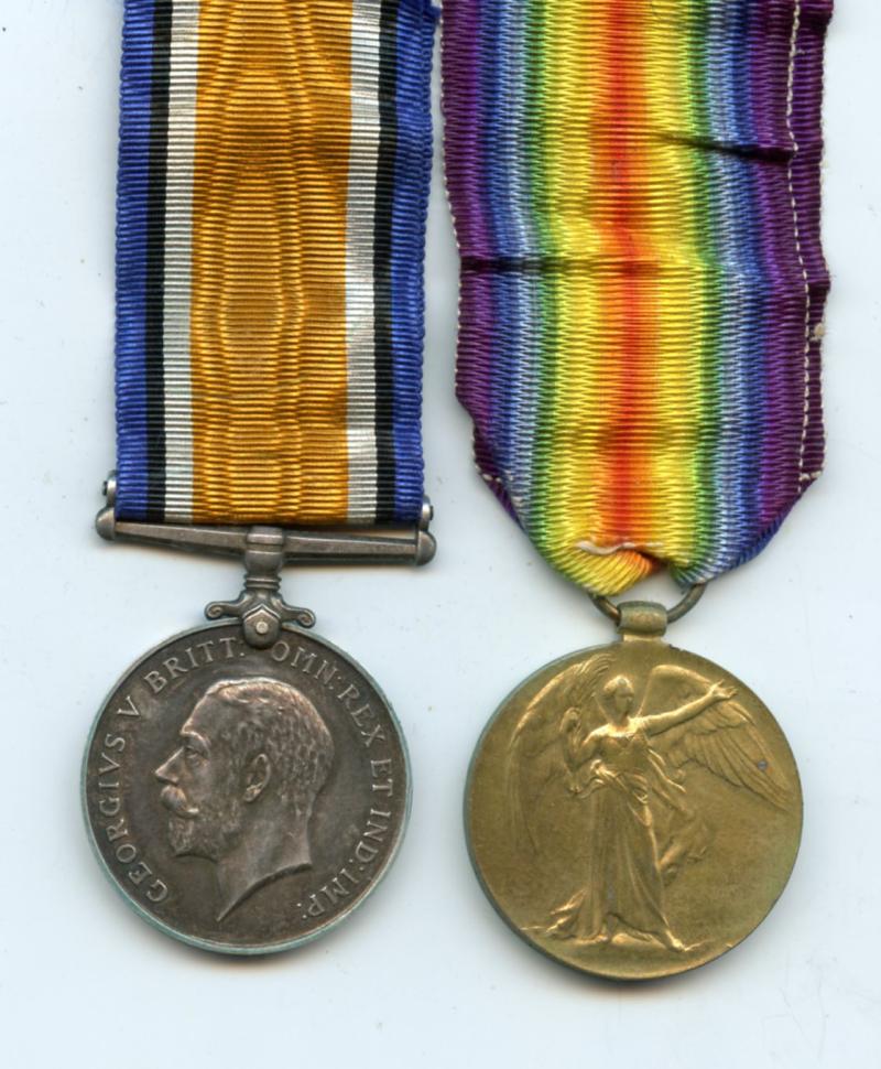 WW1 British War & Victory Medals Pair to Pte Edgar Harrison Acres, 16th Battalion Manchester Regiment