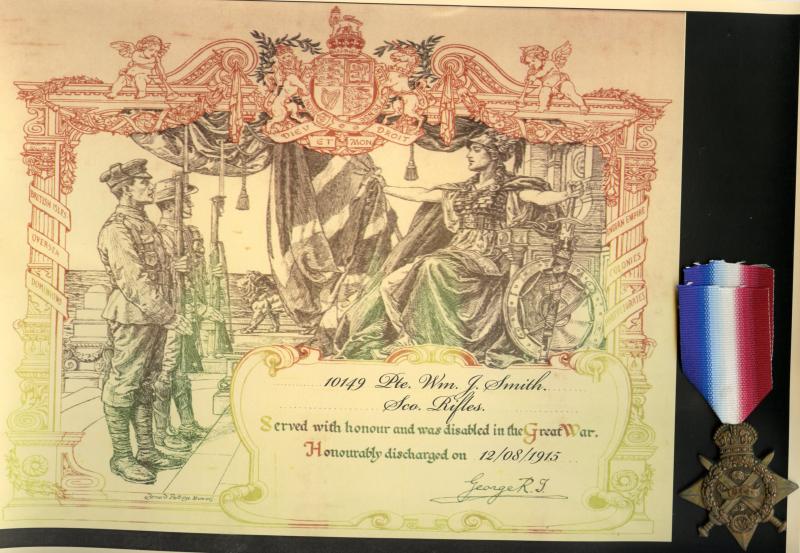 WW1 1914 Mons Star Medal To Pte William  Joseph Smith, 1st  Battalion Cameronians (Scottish Rifles)