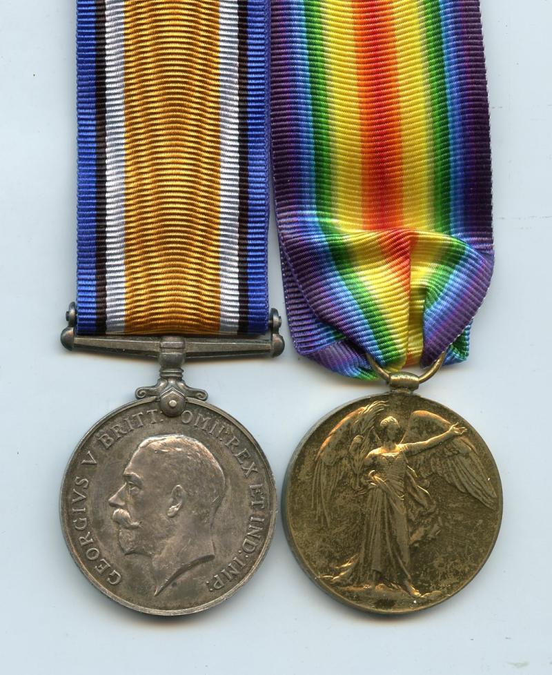 WW1 British War & Victory Medals Pair to Pte Christopher G Read, Royal Lancaster Regiment
