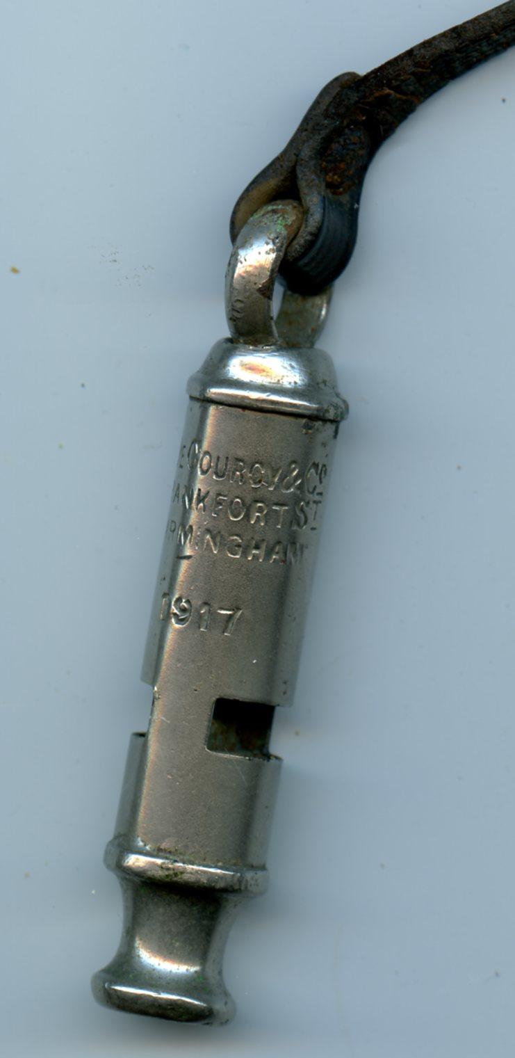 WW1  Officers 1917 Whistle A. De Courcy & Co