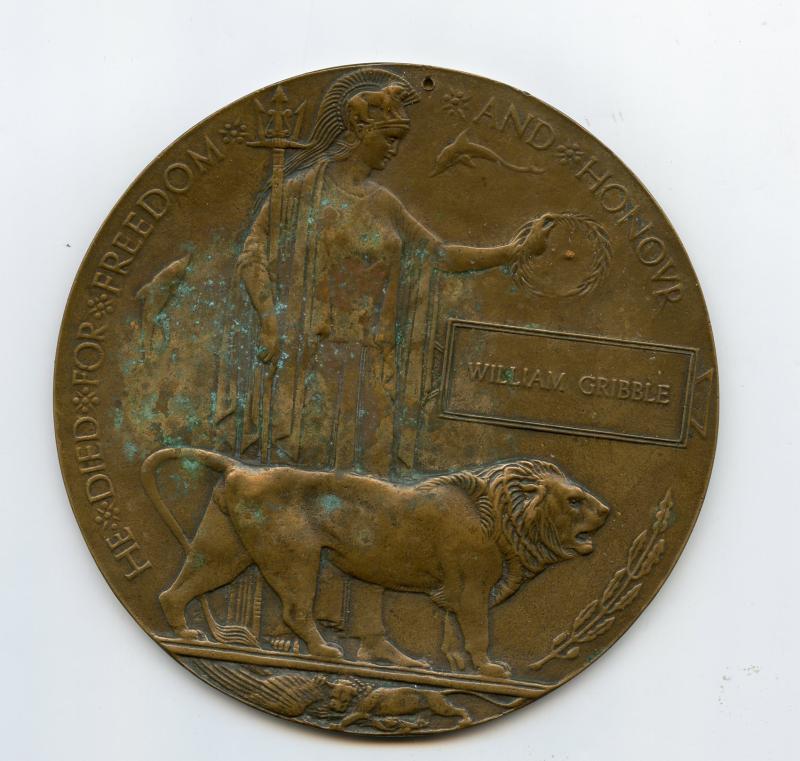 WW1 Memorial Plaque To William Gribble (2 Royal Navy and 1 Australian Infantry)