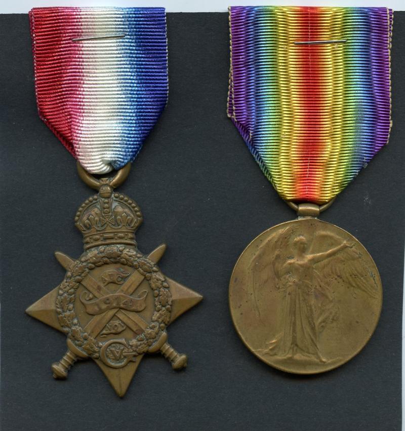 WW1 1914 Mons Star Medal  & Victory Medal To, Pte James Colgan, 8th Battalion Royal Scots