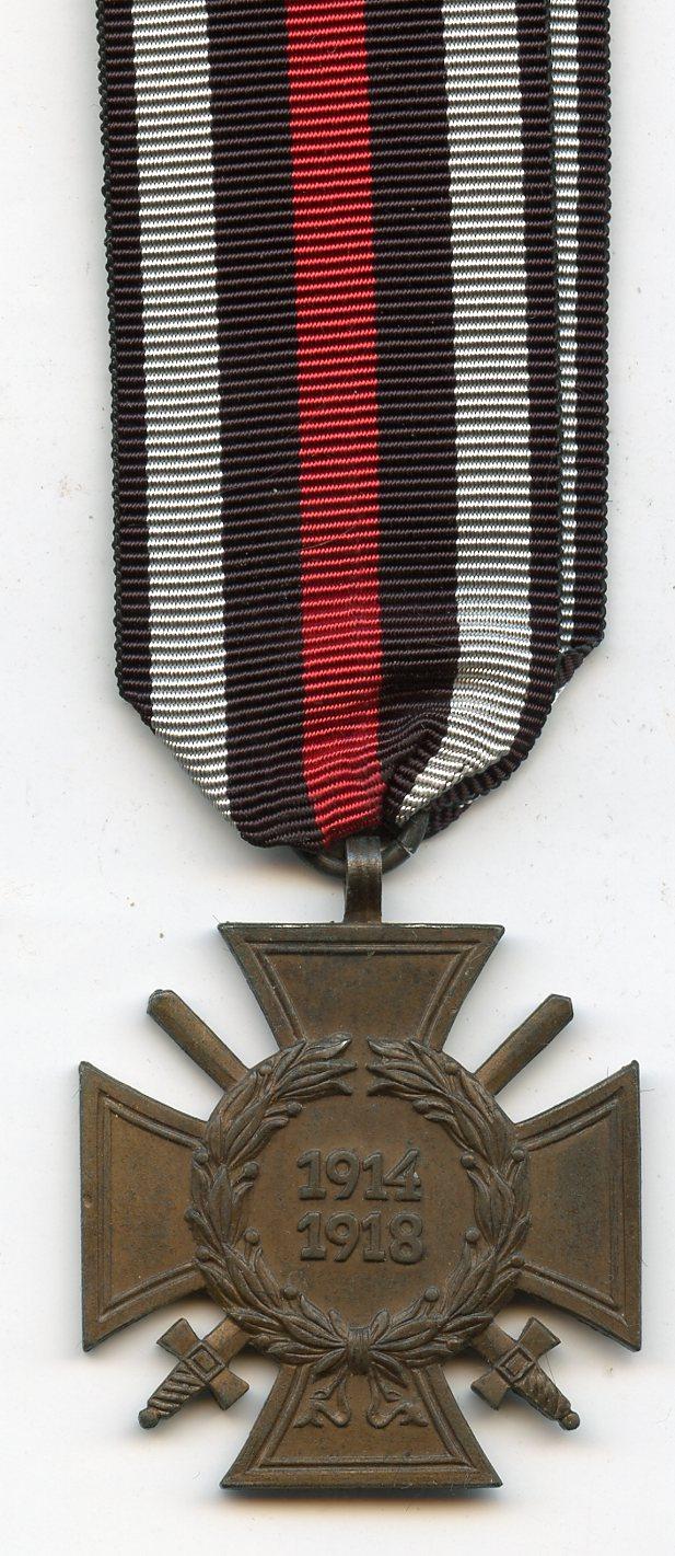 Germany Honour Cross Medal 1914-18 Makers Mark O 10 O. G. PFORZHEIM