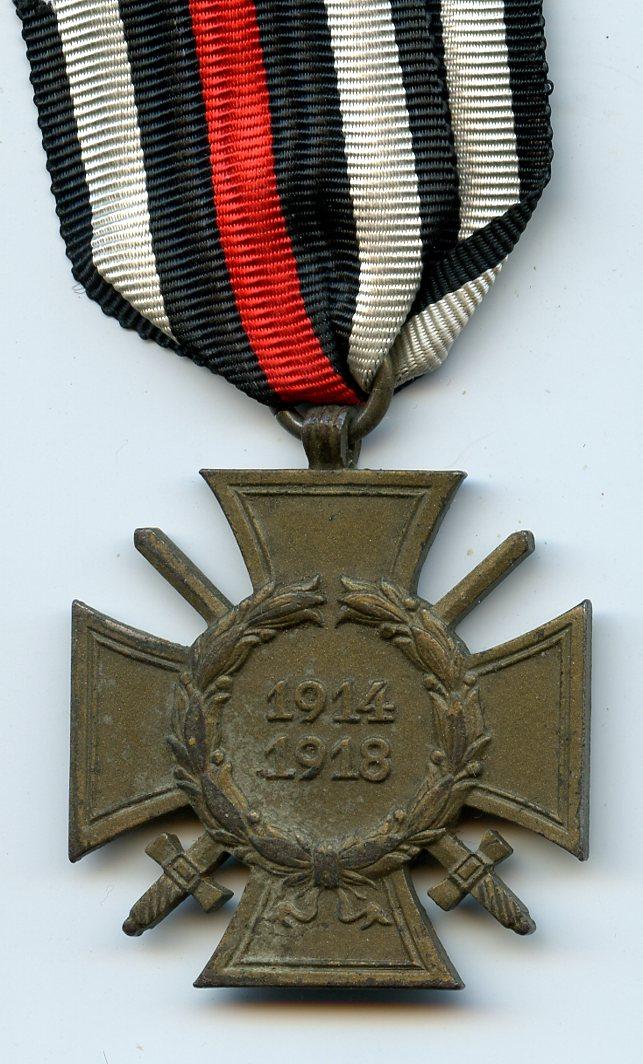WW1 Germany Honour Cross Medal 1914-18 Makers Mark W D L William Deumer Ludenscheid