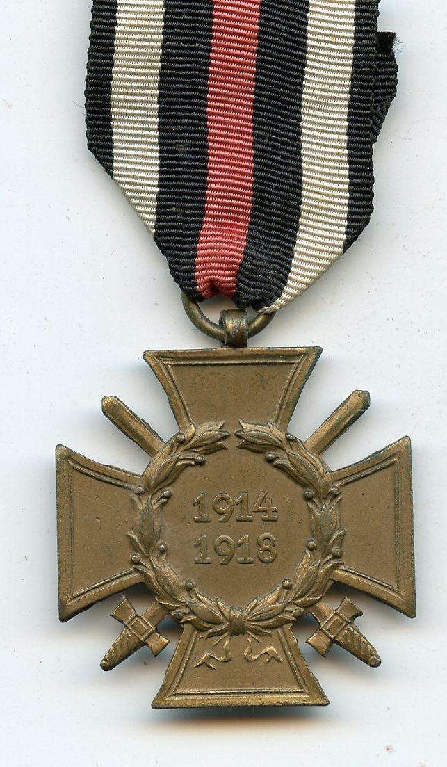 WW1 Germany Honour Cross Medal 1914-18 Makers Mark O C L Overhoff & CIE Ludenscheid