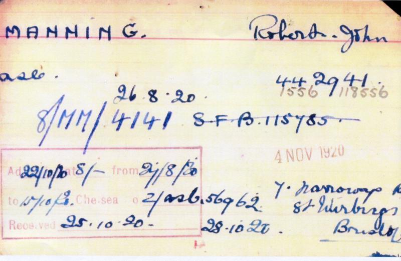 WW1 Victory Medal 1914-19 To Acting Sgt Robert John Manning, MM Army Service Corps