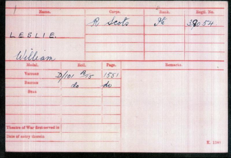 WW1 British War & Victory Medals Pair To Pte William Leslie, 2nd Bn., Royal Scots