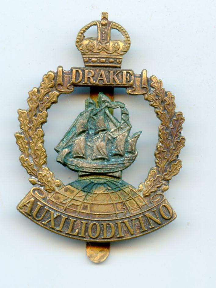 WW1 Drake Battalion R.N.V.R. Cap Badge