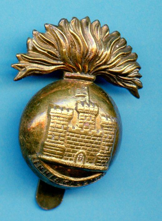 WW1 Royal Inniskilling Fusiliers Brass Cap Badge
