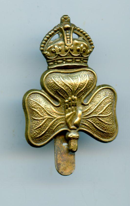 13th Battalion Royal Irish Rifles Brass Cap Badge