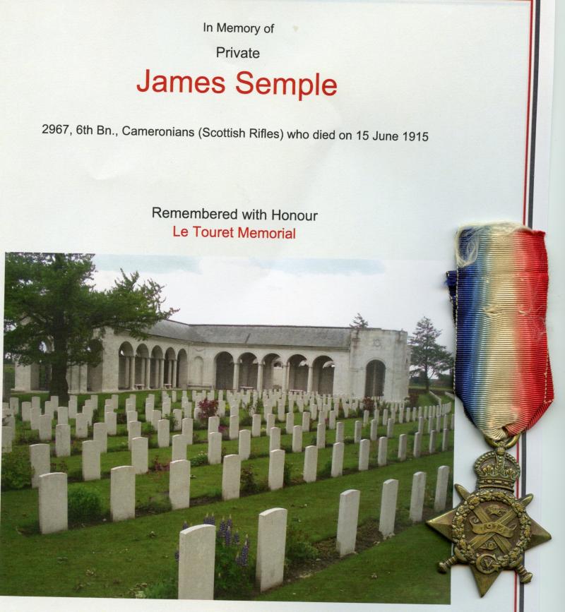 WW1 1914 Mons Star Medal To Pte Charles Rowland Noakes, 2nd Bn., Cameronians (Scottish Rifles)