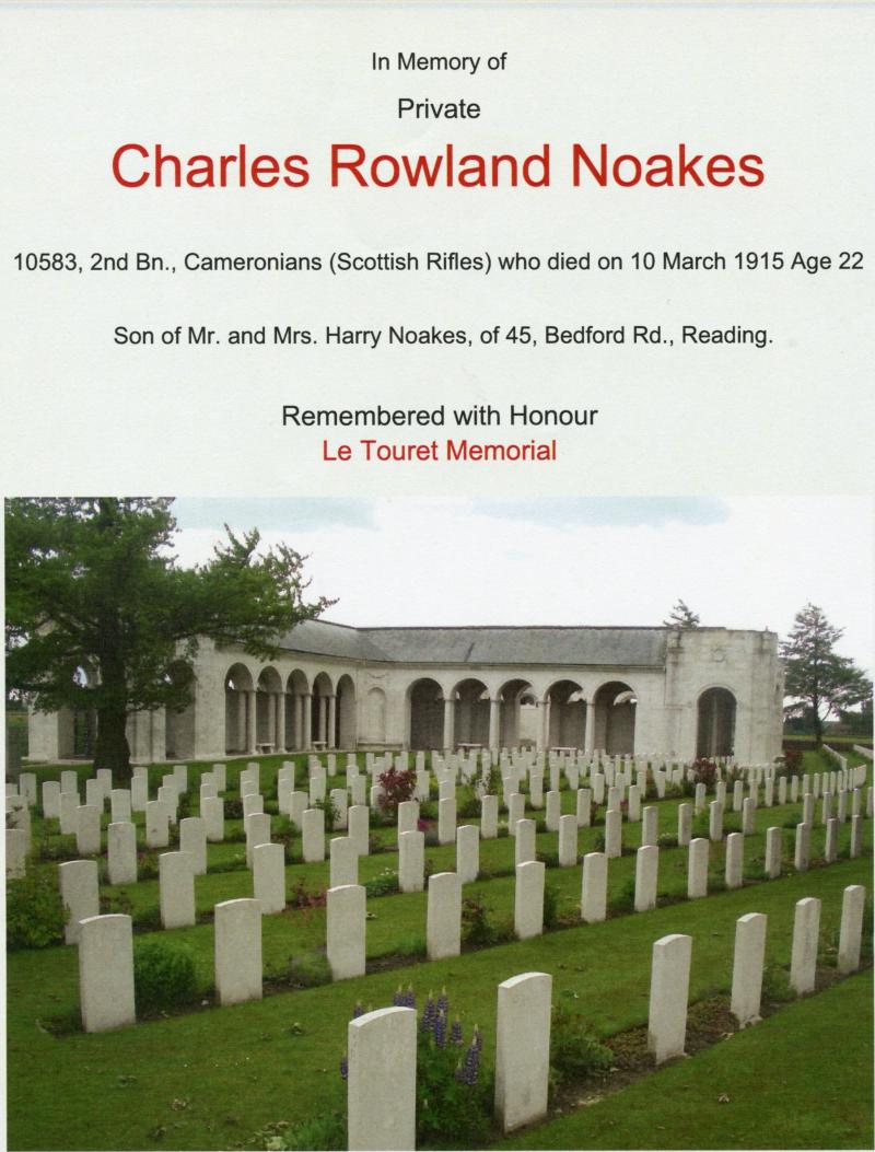 WW1 1914 Mons Star Medal To Pte Charles Rowland Noakes, 2nd Bn., Cameronians (Scottish Rifles)