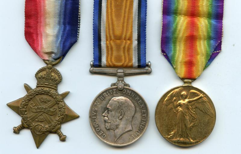 1914 Mons Trio World War One Medals To Pte Arthur James Joslin South Wales Borderers