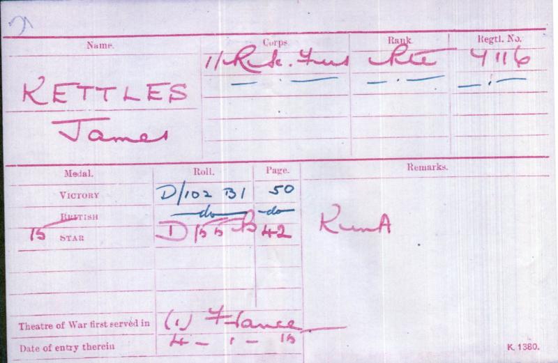 WW1 Victory Medal 1914-1919 To Pte James Kettles, 1st Bn., Royal Scots Fusiliers