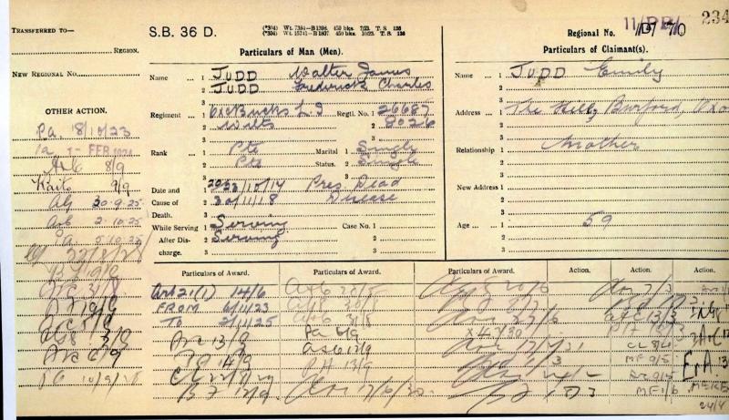 WW1 Victory Medal 1914-1919 To Pte William James Judd,Oxford and Bucks Light Infantry