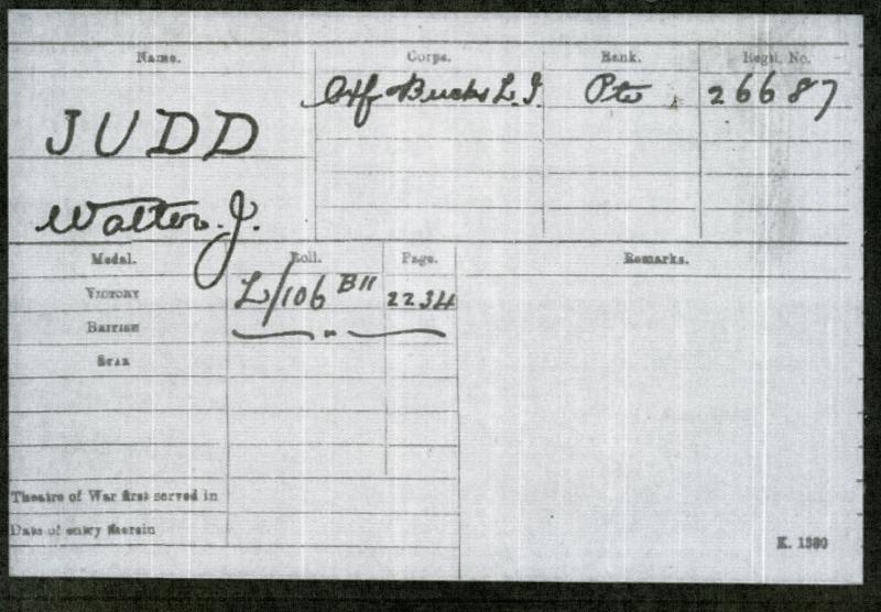 WW1 Victory Medal 1914-1919 To Pte William James Judd,Oxford and Bucks Light Infantry