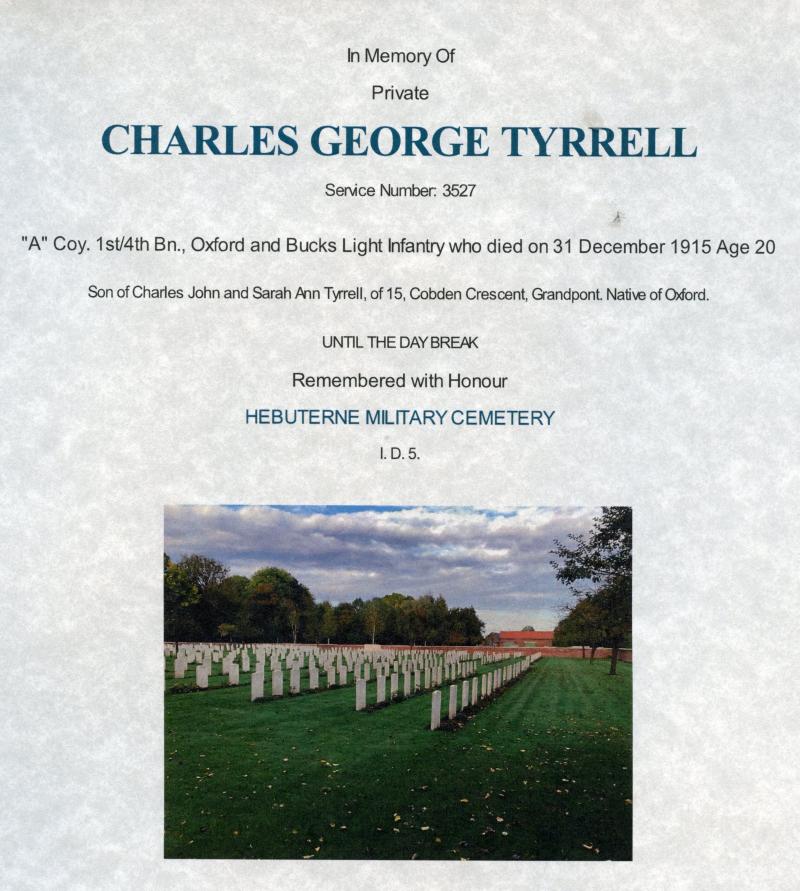 WW1 Victory Medal 1914-1919 To Pte Charles George Tyrrell