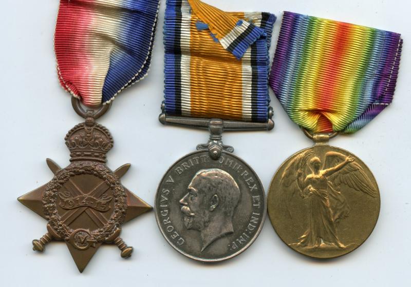 1914-15 Trio World War One Medals To Pte Frederick Wanbow, ( Wanbon) 8th Battalion Middlesex Regiment