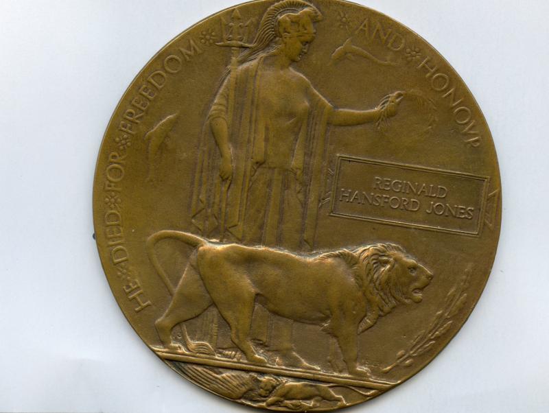 WW1 Memorial Plaque To Air Mechanic 2nd Class Observer Reginald Hansford Jones 59th Sqdn., Royal Flying Corps