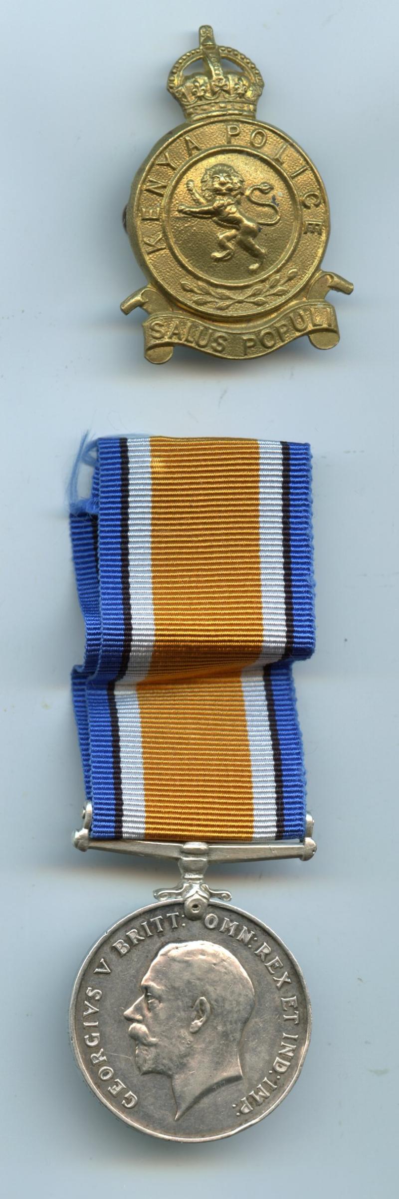 WW1 British War Medal 1914-18 to Constable Muthia, Kenya Police