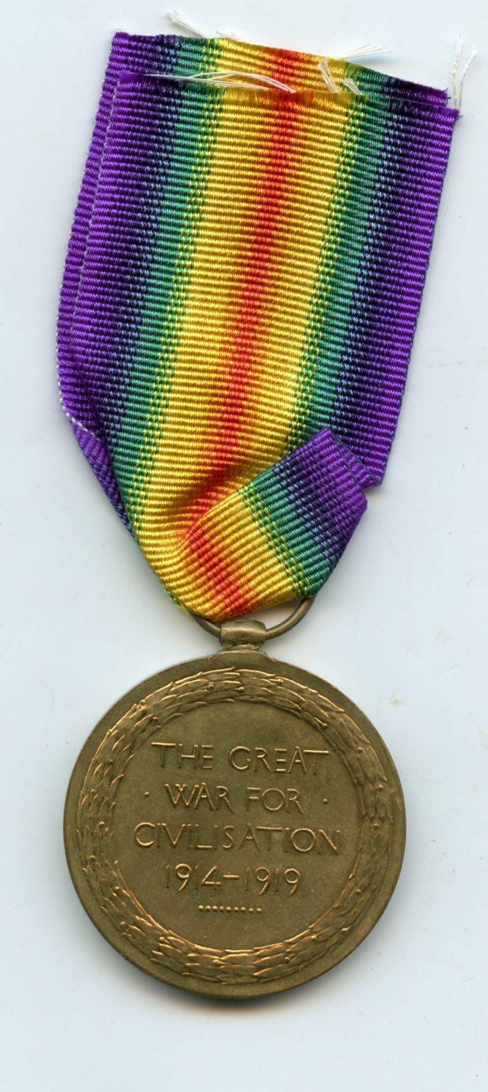WW1 Victory Medal 1914-1919 To Pte Percy Tabberer, 8th Bn., Gordon Highlanders