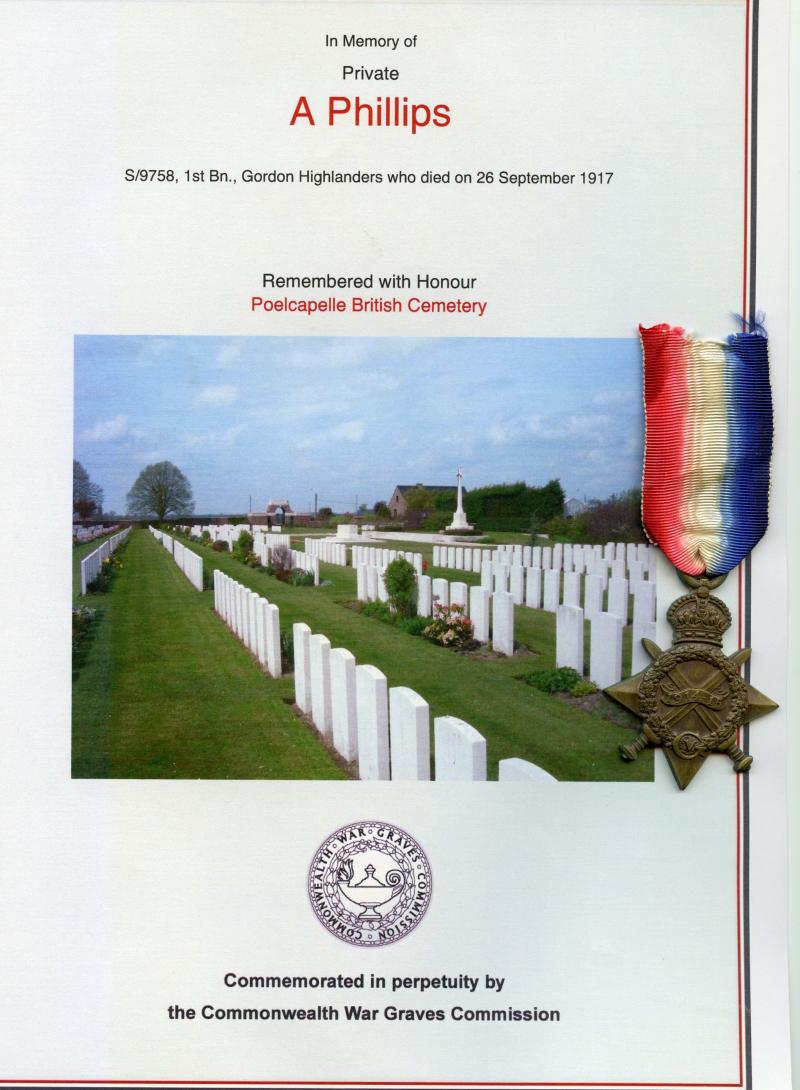 WW1 1914-15 Star Medal To Pte Alexander Phillips, 1st Bn., Gordon Highlanders
