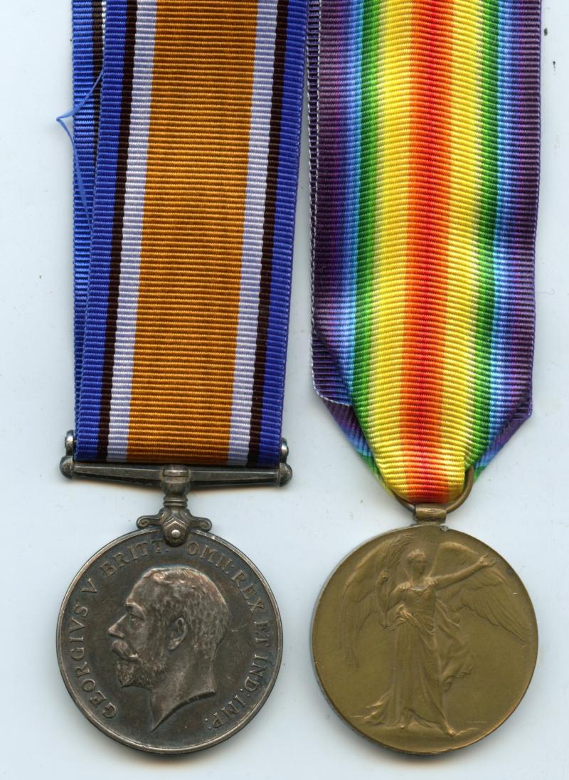 WW1 British War & Victory Medals Pair To Pte George Curtois, 13th Bn Yorkshire Regiment (Prisoner of War)