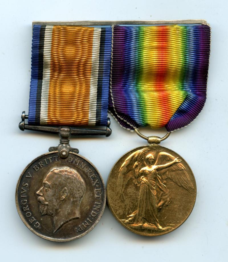 WW1 British War & Victory Medals Pair To Pte William R Meredith 6th Bn Dorsetshire Regiment