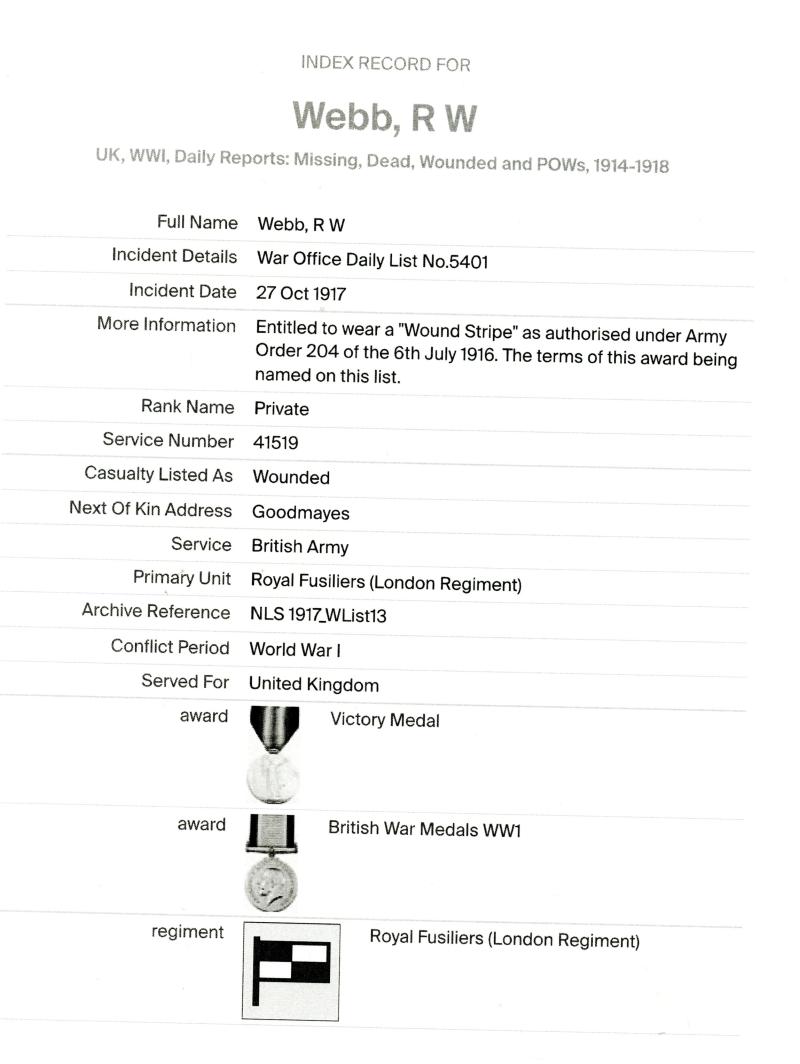 Victory Medal 1914-19 To Pte Robert W Webb, 32nd Royal Fusiliers (Service) Battalion (East Ham)