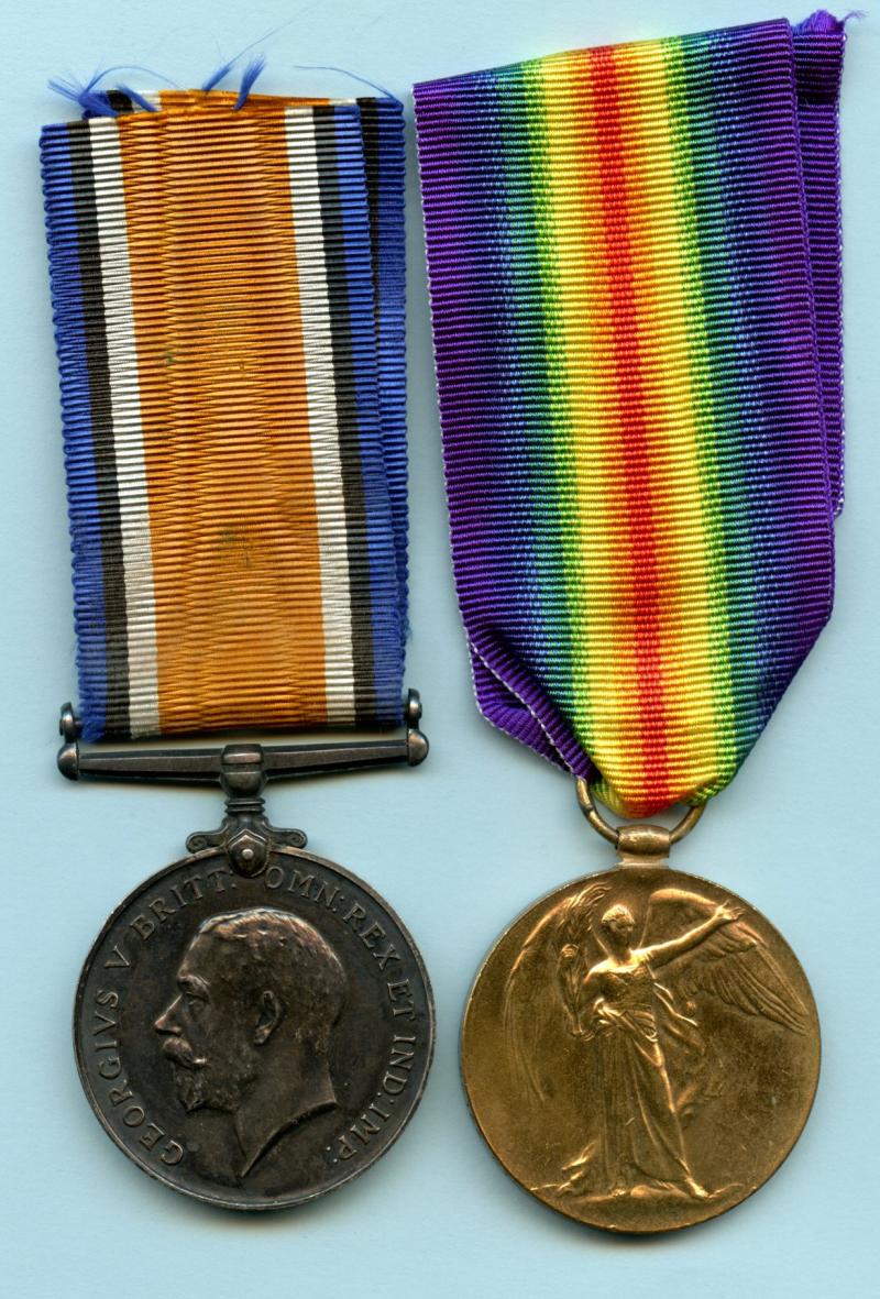 WW1 British War & Victory Medals Pair To Pte John George Harry Holden Durham Light Infantry and the 52nd (Graduated) (Young Soldier) Battalion Northumberland Fusiliers