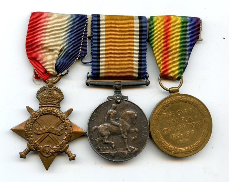 WW1 1914-15 Trio World War One Medals To  Pte Sidney Gregory, Army Veterinary Corps